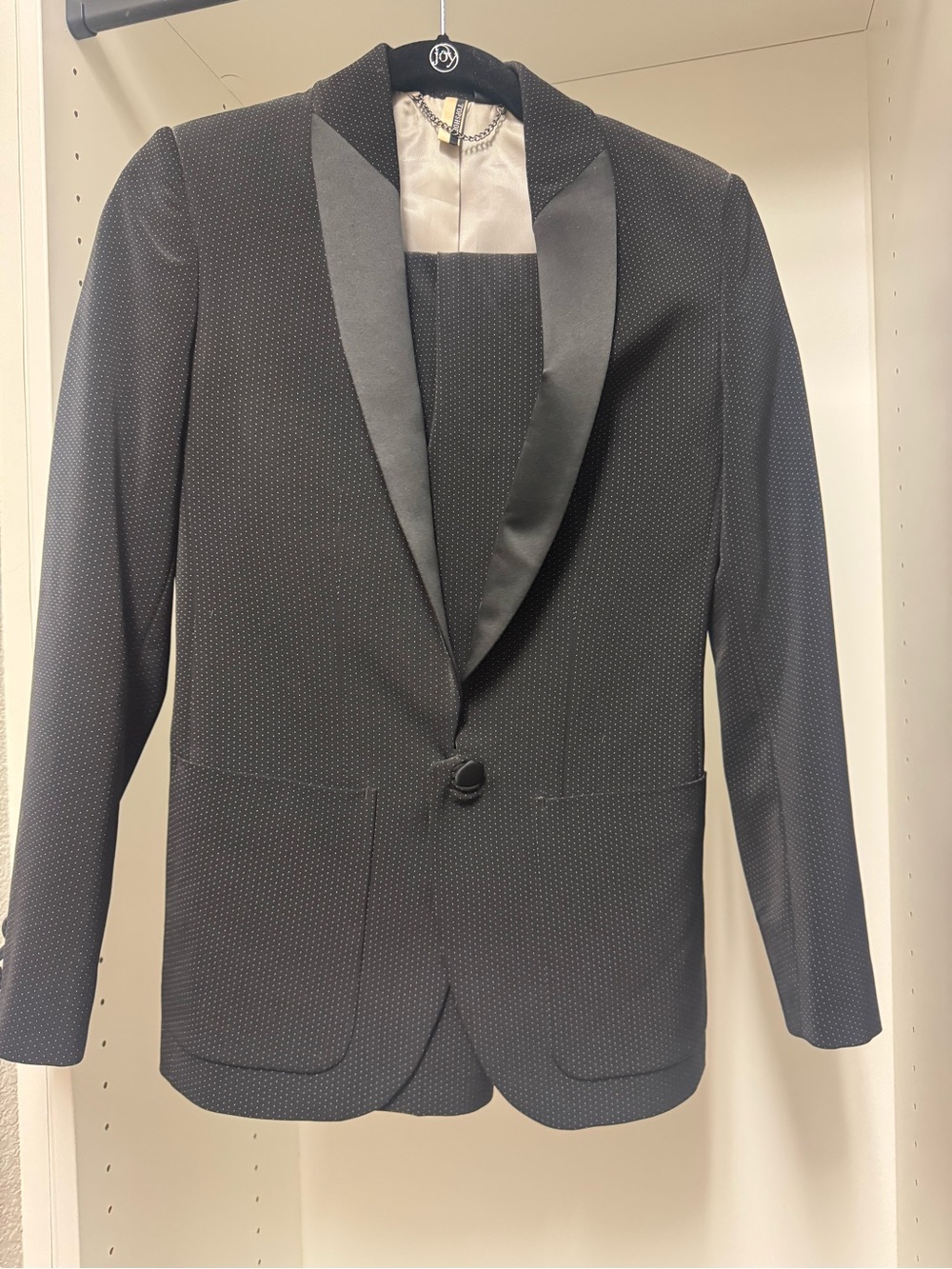 Topshop Black Micro-Dot Satin Tuxedo Suit